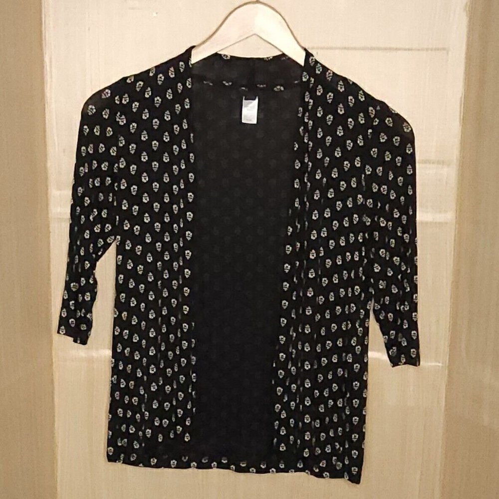 J. Jill Wearable Collection Black Stretchy Open Front Top XS